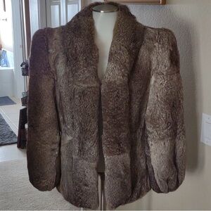 Vintage grey and white Rabbit Fur Jacket